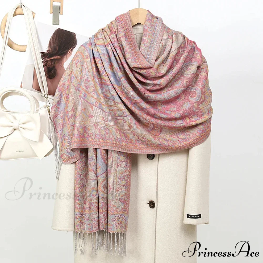 Fringe Winter Style Cashmere Scarf - Image 2