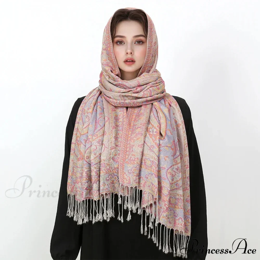 Fringe Winter Style Cashmere Scarf - Image 3