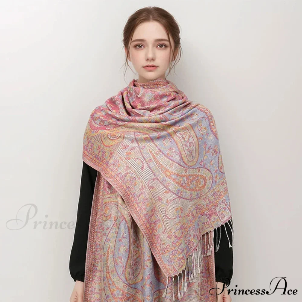 Fringe Winter Style Cashmere Scarf - Image 4