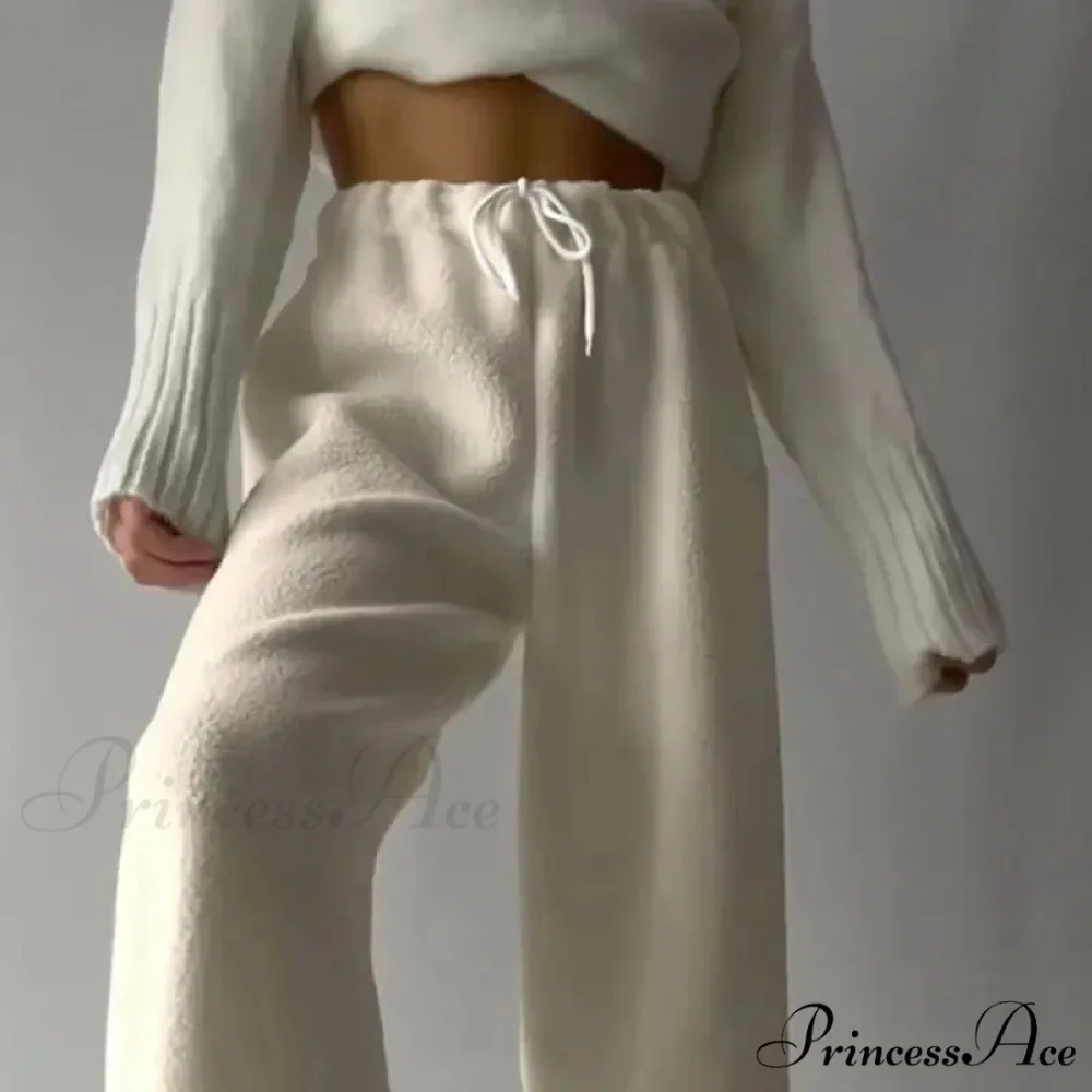 Frosty Fleece Simple Retro Women Pants - Image 2