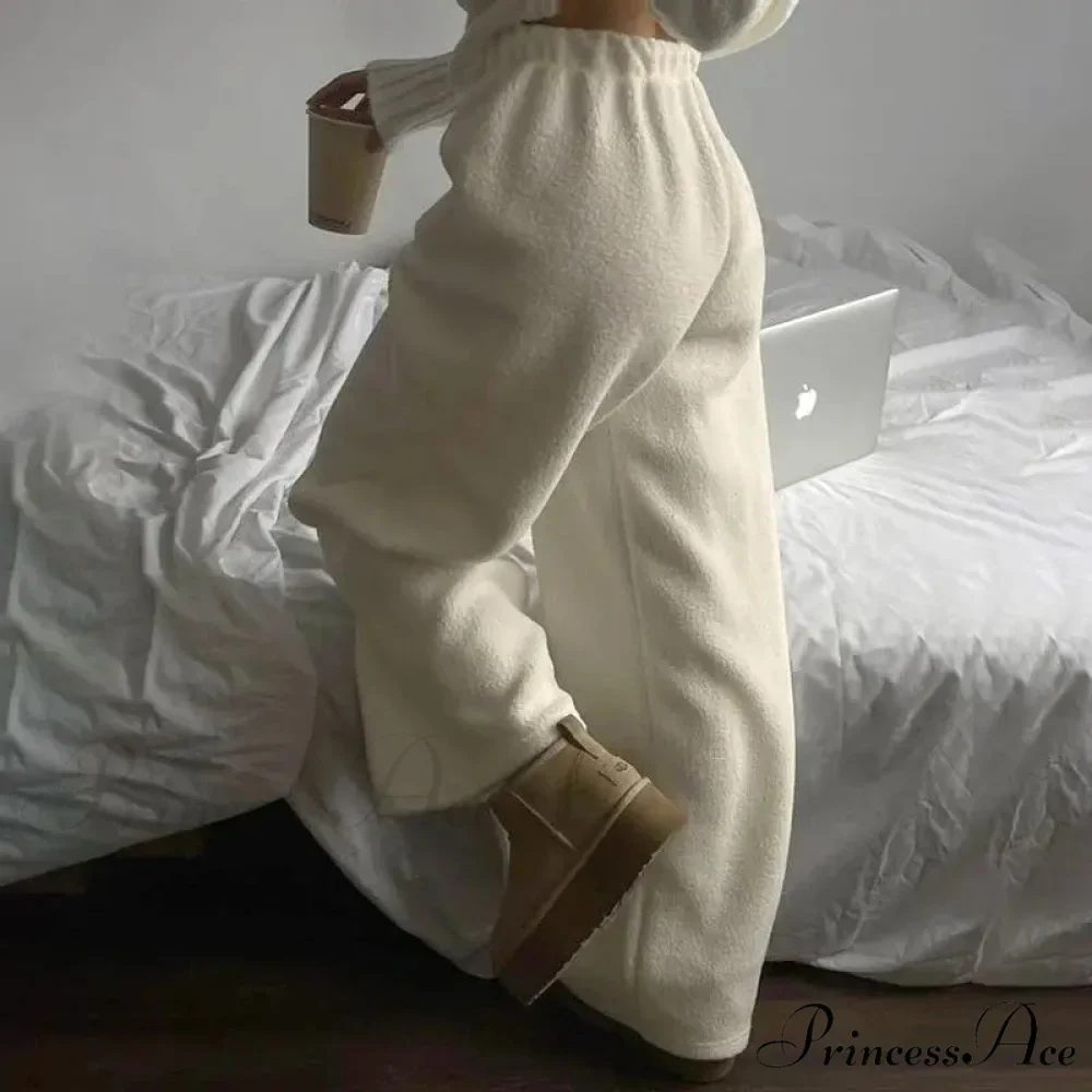 Frosty Fleece Simple Retro Women Pants - Image 3