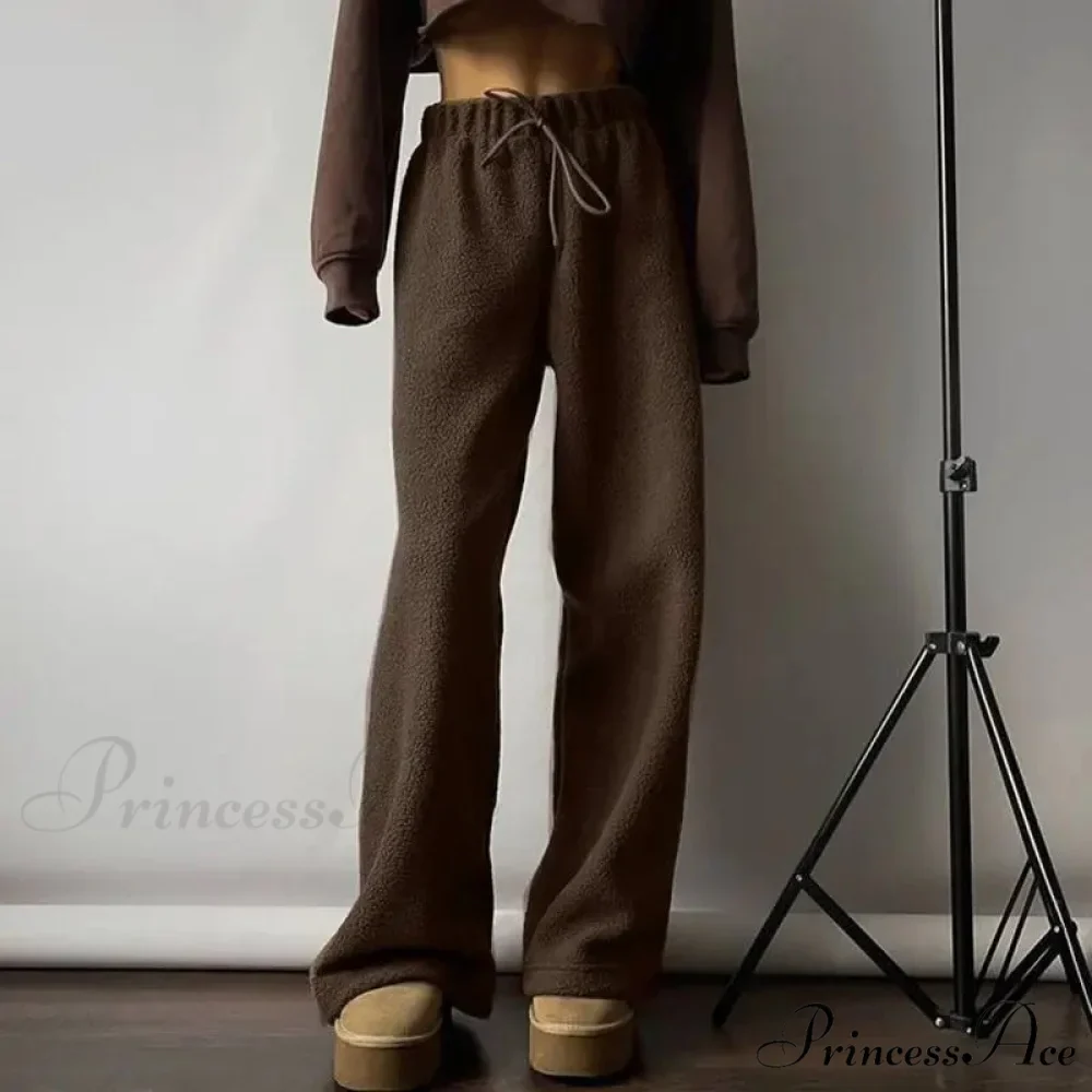 Frosty Fleece Simple Retro Women Pants - Image 4