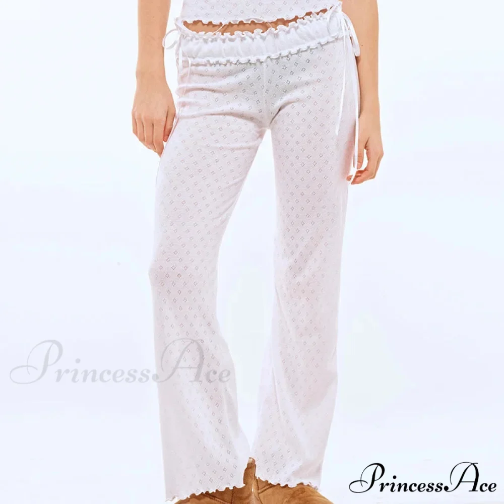 Fungal Eyelet Sleeveless Camisole Wide Leg Trousers Two Pieces Set - Image 3