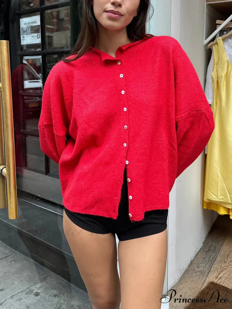 Furry Button-Front Extended Sleeve Knit Cardigan - Image 10