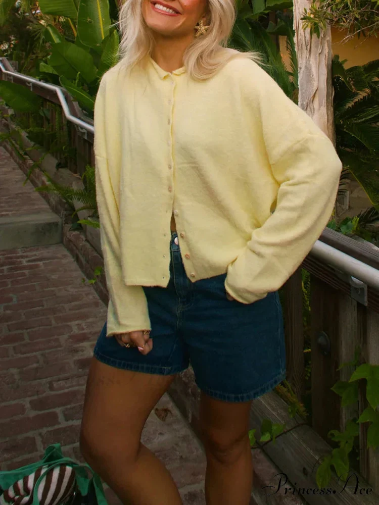 Furry Button-Front Extended Sleeve Knit Cardigan - Image 5