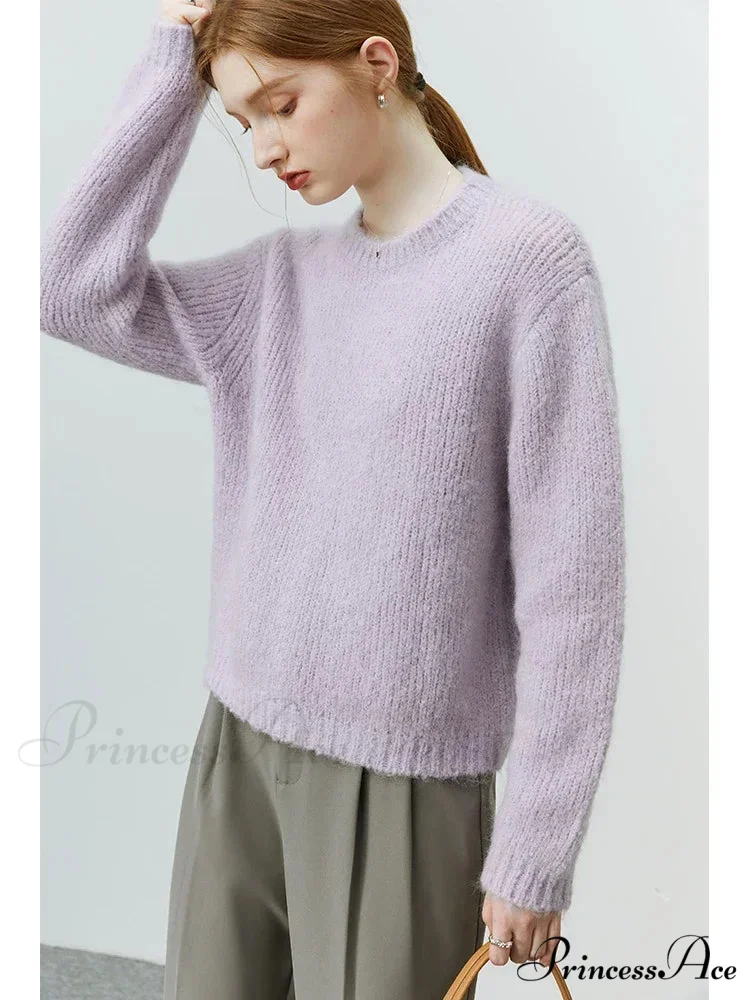 Fuzzy Relaxed Fit Circular Neck Sweater - Image 2