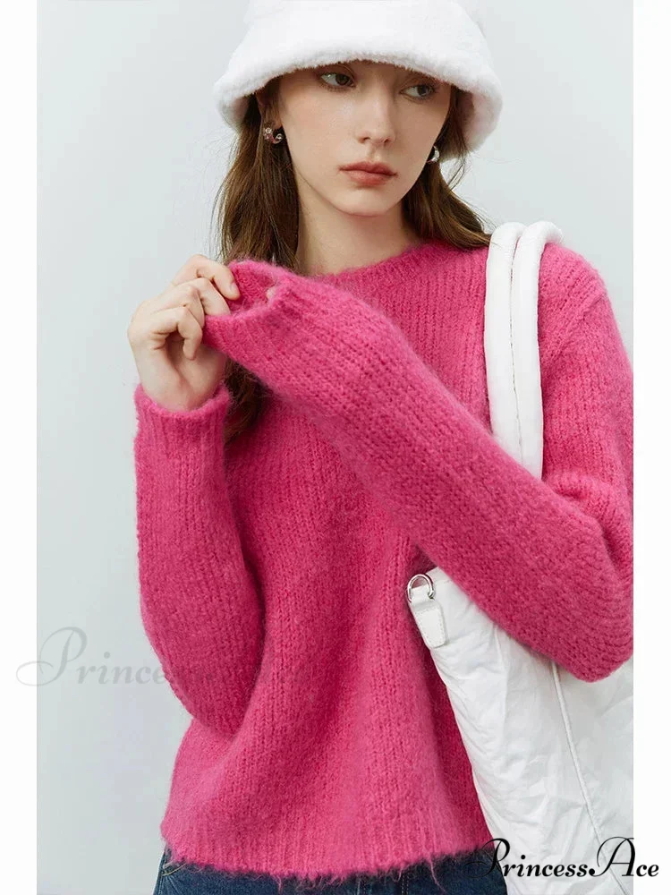 Fuzzy Relaxed Fit Circular Neck Sweater - Image 5