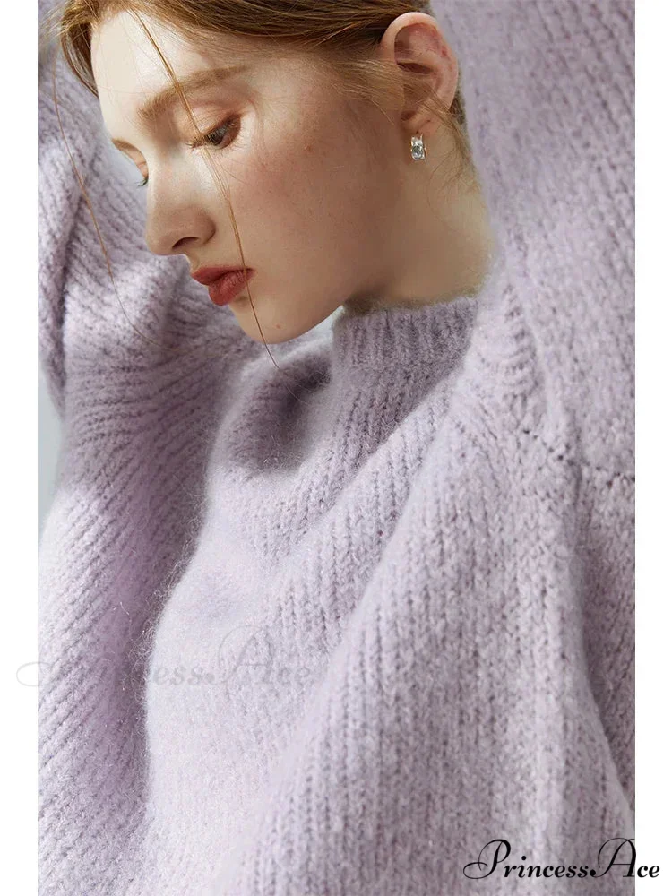 Fuzzy Relaxed Fit Circular Neck Sweater - Image 6