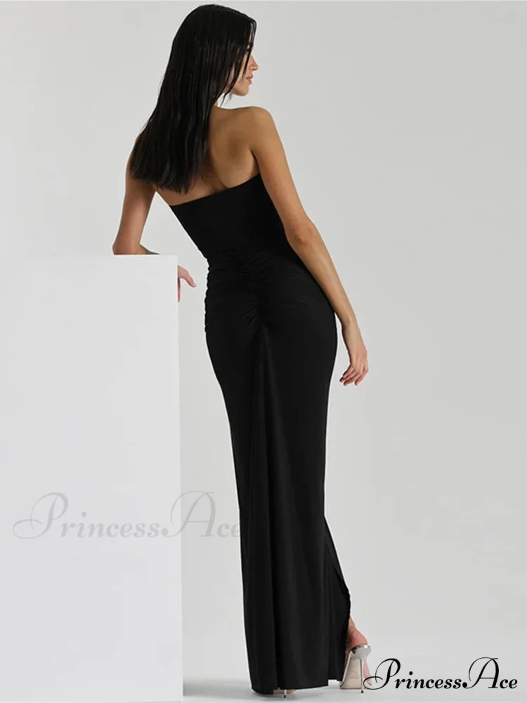 Gathered Bandeau Long Holiday Gown - Image 4