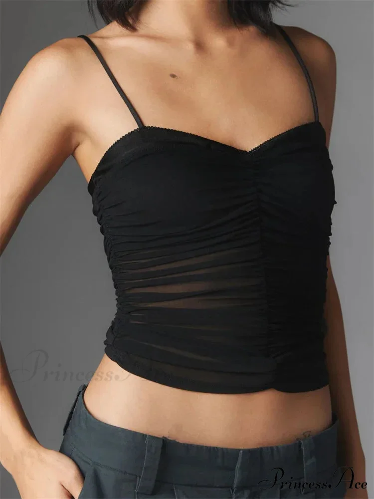 Gathered Blossom Cheetah Spaghetti Strap Crop Top - Image 3