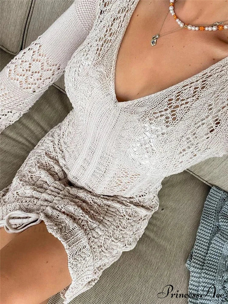 Gathered Cinched Knit Mini Dress - Image 2