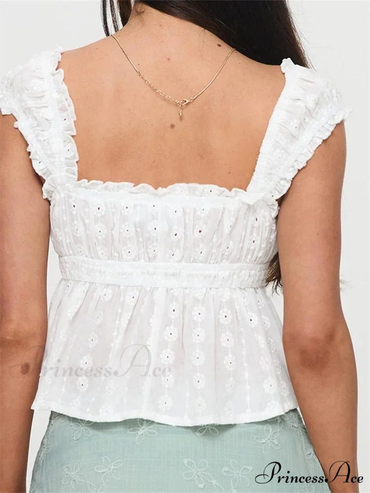 Gathered Informal Lace Edgy Crop Top - Image 4