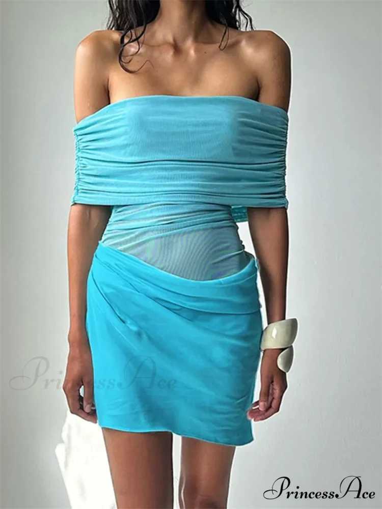 Gathered Net Celebration Mini Dress - Image 3