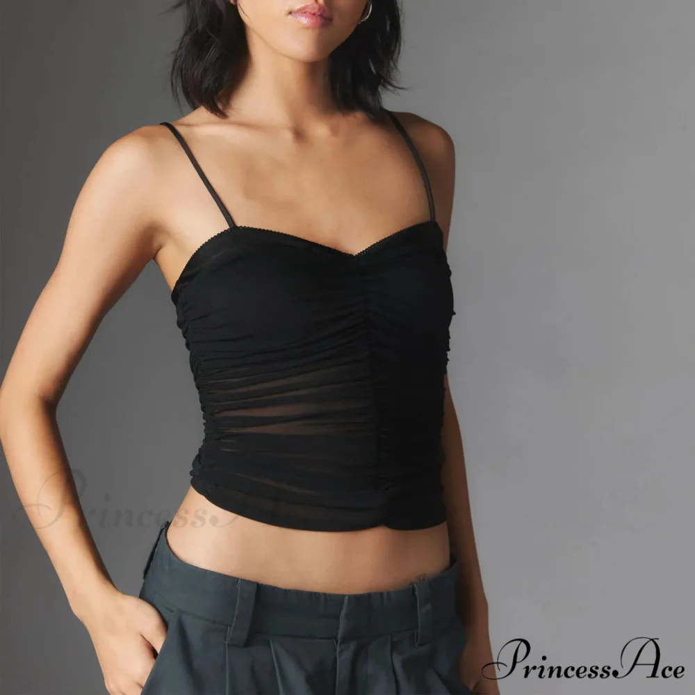 Gathered Thin Strap Crop Top - Image 3