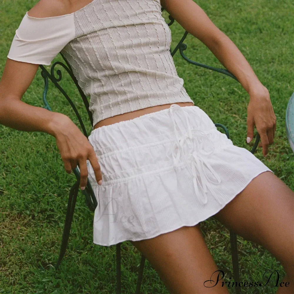Gathered Tie-Up Front A-Line Skirt - Image 2