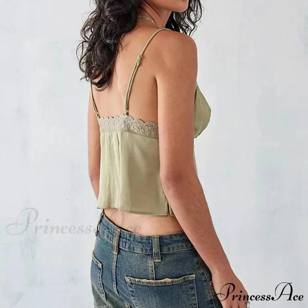 Gathered V-Neck Solid Crop Top - Image 4