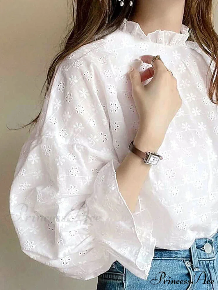 Gathering Ruching Lantern Sleeve Top Retro Top - Image 2