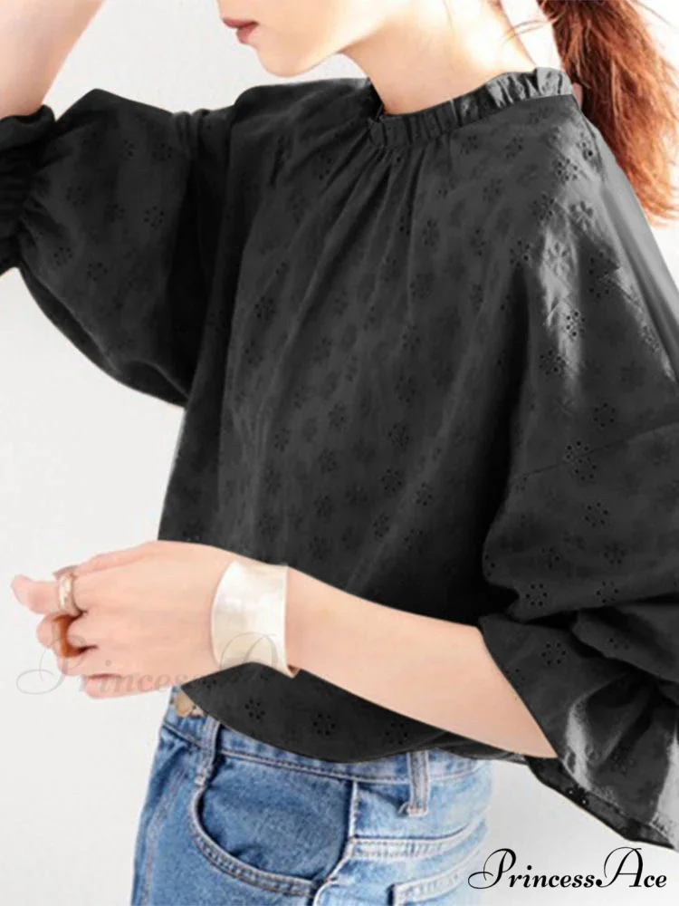 Gathering Ruching Lantern Sleeve Top Retro Top - Image 3
