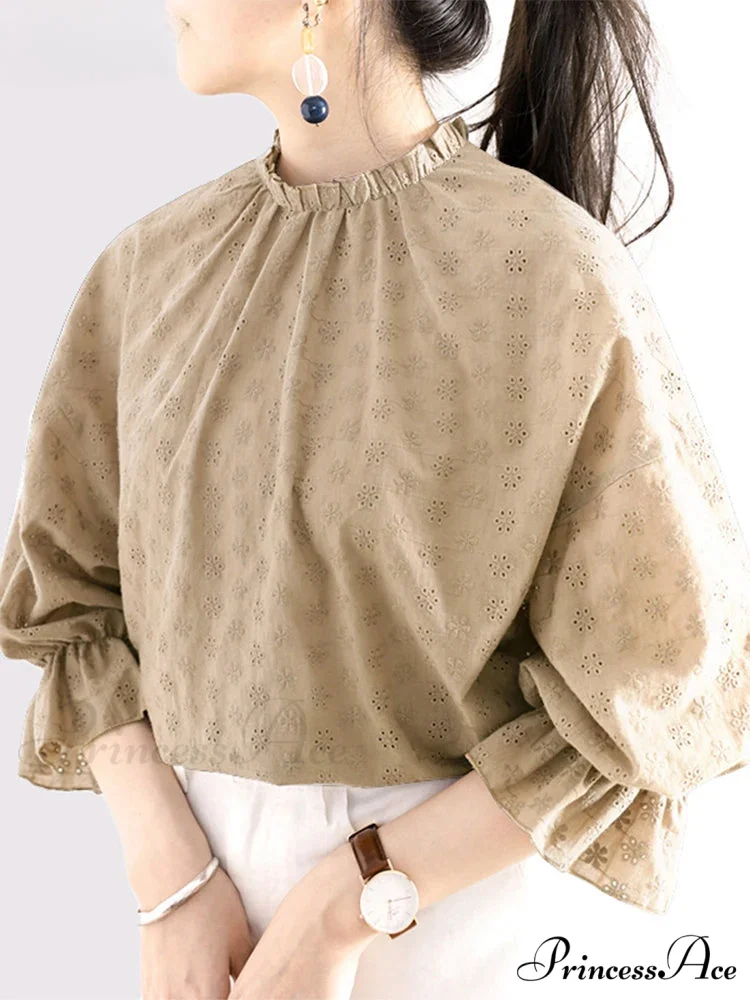 Gathering Ruching Lantern Sleeve Top Retro Top - Image 4