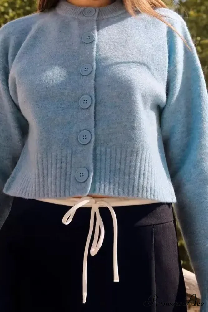 Gentle Basic Circular Neck Lengthy Sleeve Cardigan - Image 2