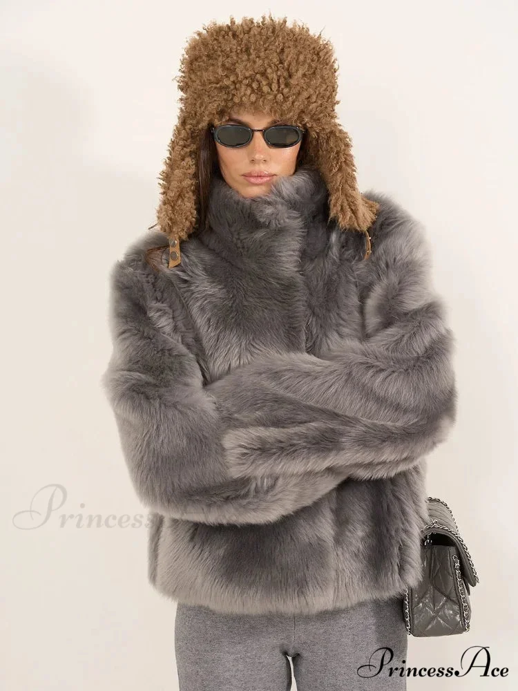 Gentle Puffy Collar Extended Sleeve Jacket - Image 7