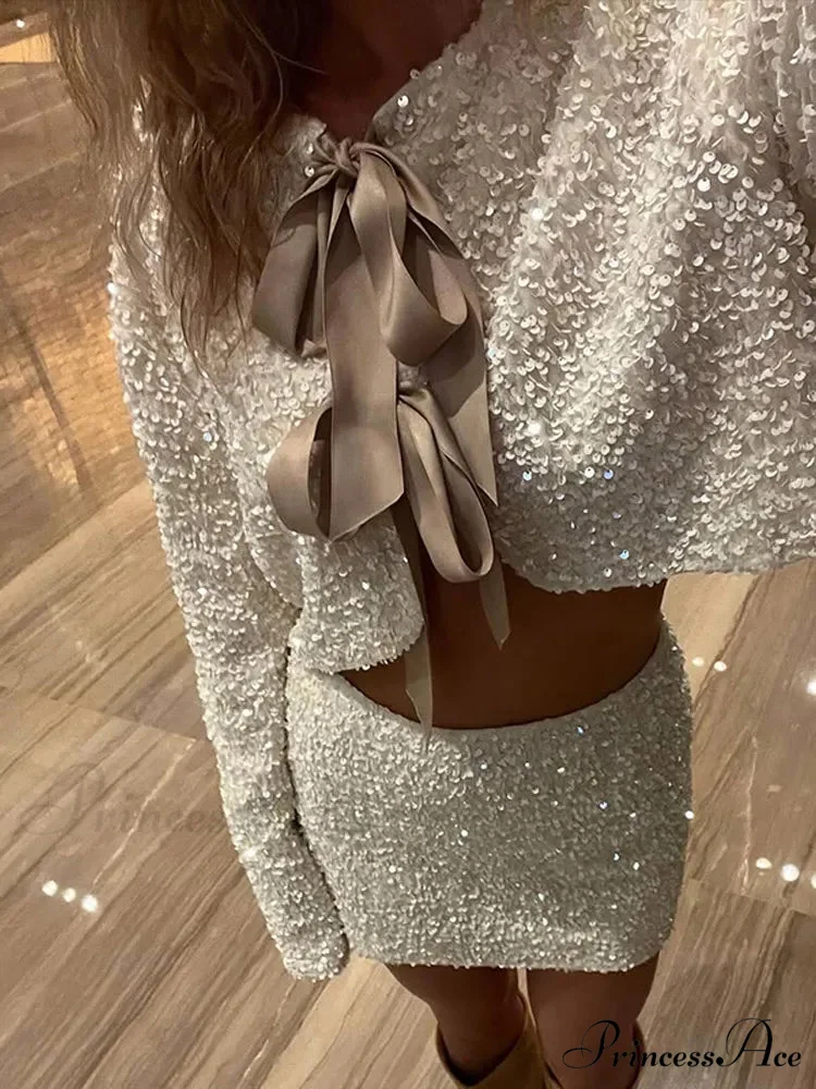 Gleaming Ivory Sequins Jacket - Image 6