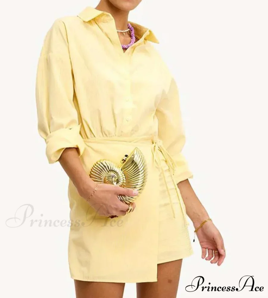 Golden Button Lace-Up Petite Workplace Two Piece Set - Image 2