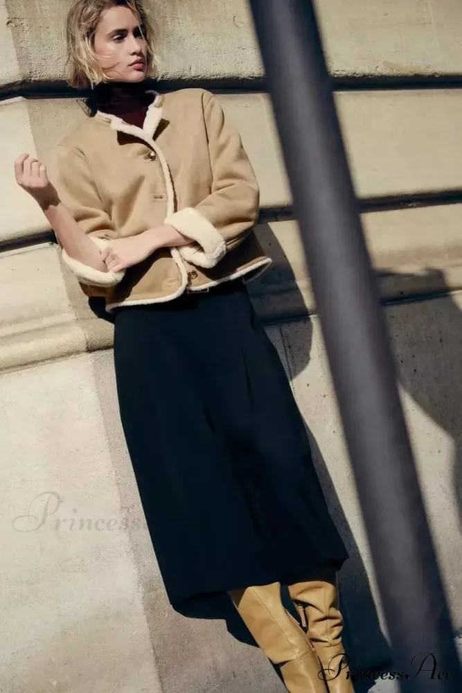 Golden Buttoned Long Sleeve Reversible Cardigan - Image 2