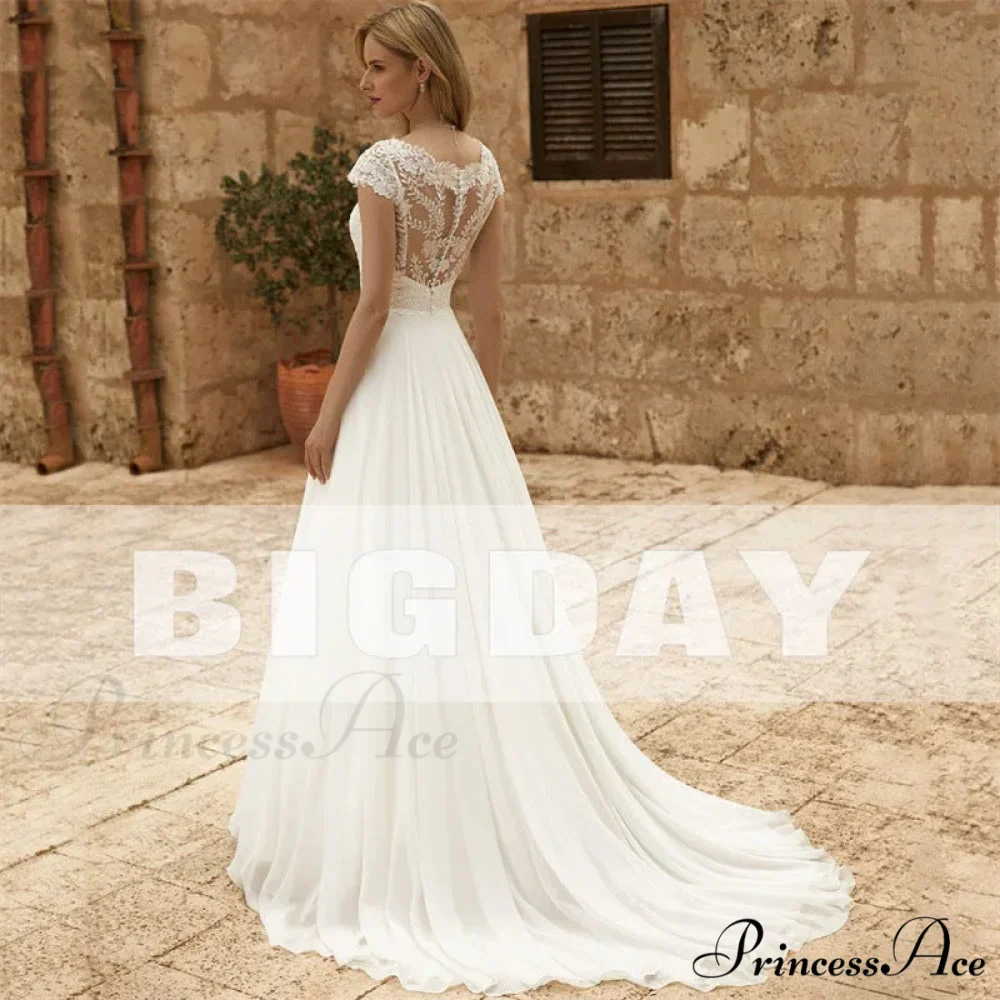 Graceful Lace Extended Train Bridal Wedding Gown - Image 2