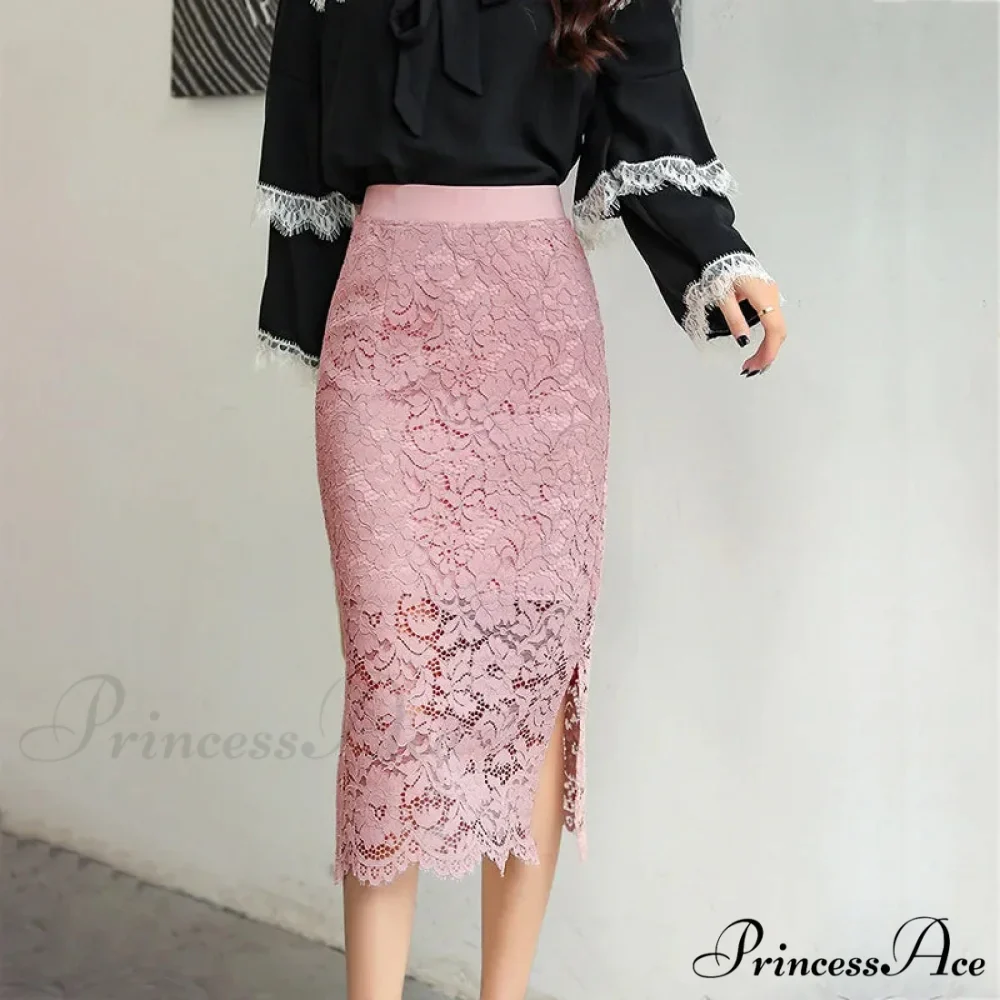 Graceful Lace Skirt with Dual Slits Flattering Extended Size Skirt - Image 3