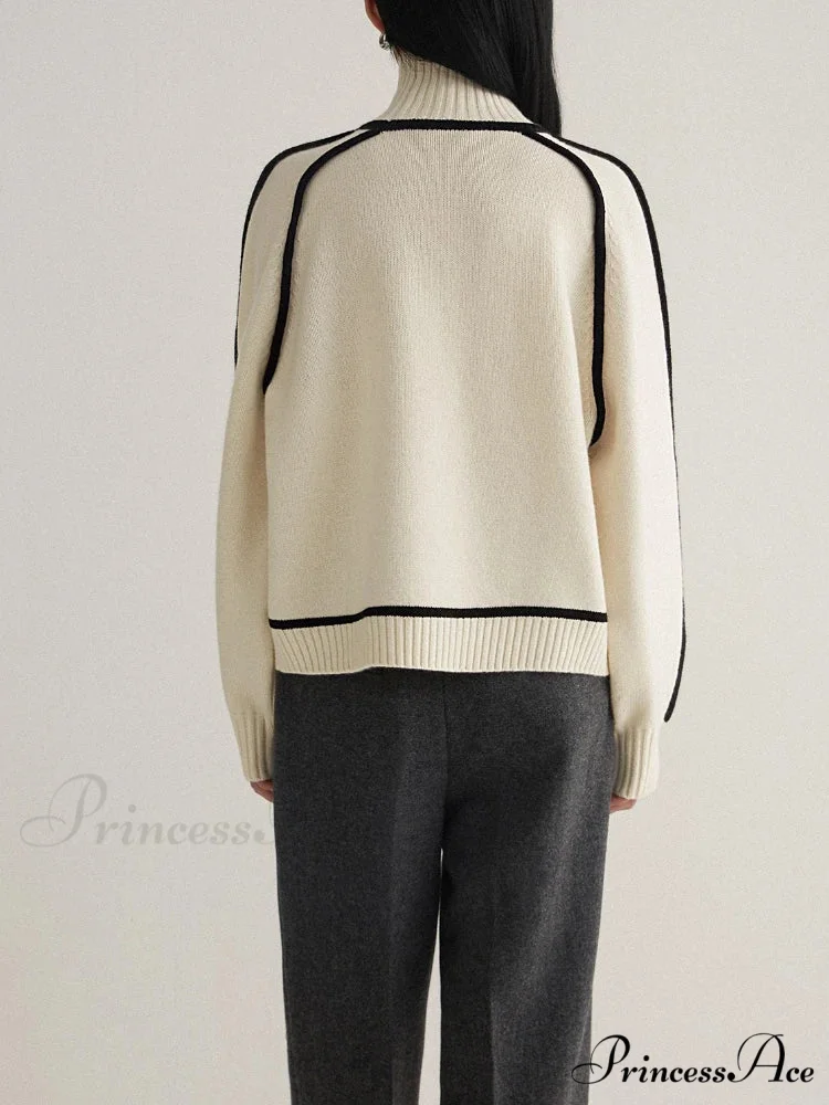 Graceful Semi High Neck Merging Sweater - Image 3