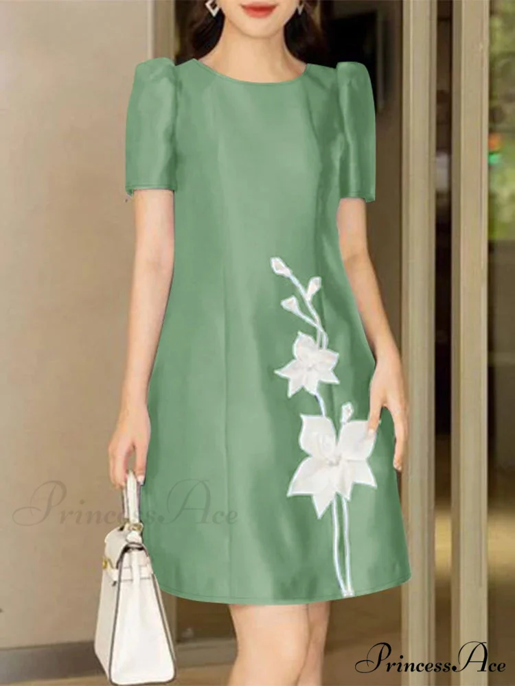 Graceful Silk A-line Floral Gown - Image 3