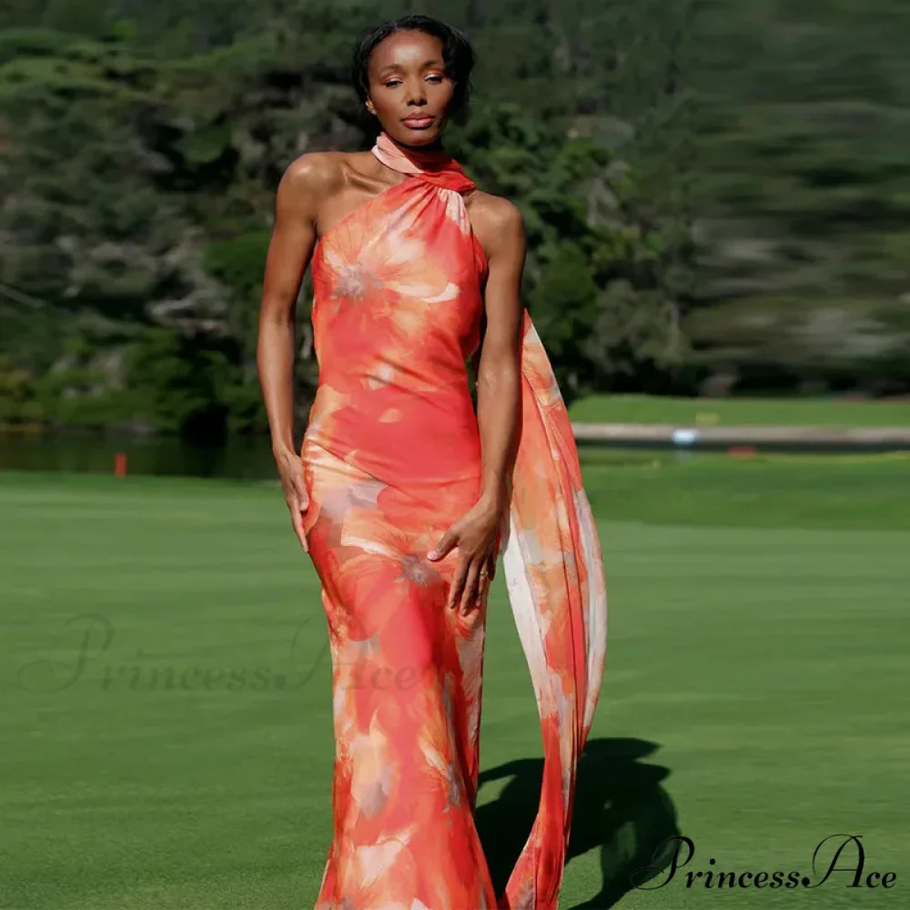 Graceful Silk Halter Holiday Gown - Image 6