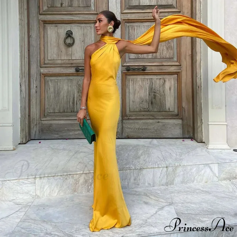 Graceful Silk Halter Holiday Gown - Image 8