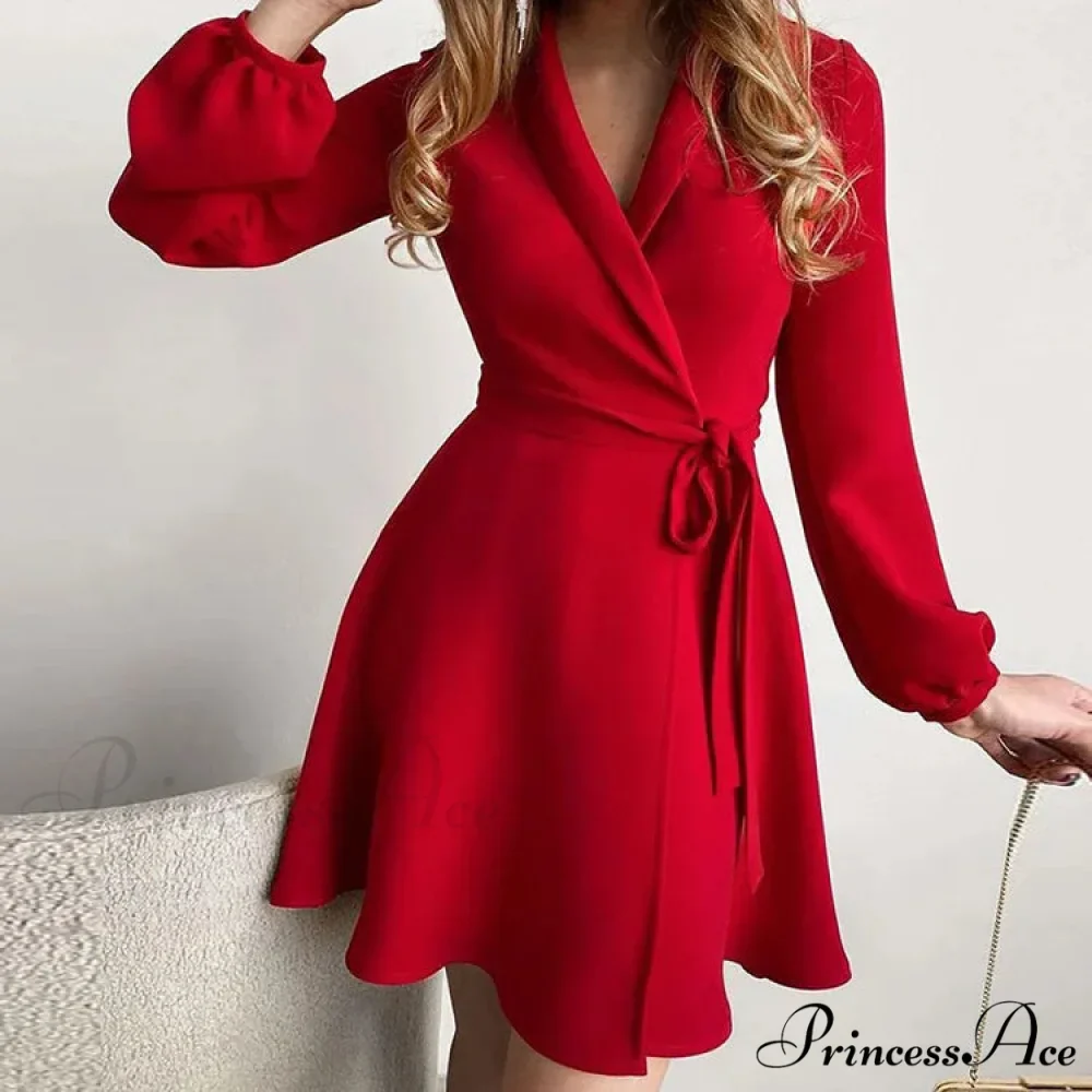 Graceful Thin Flowered Turtleneck Women's Dress - Image 5