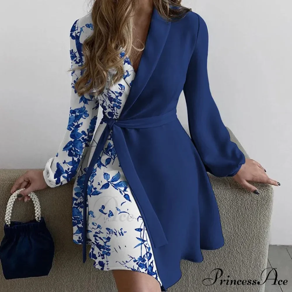 Graceful Thin Flowered Turtleneck Women's Dress - Image 6