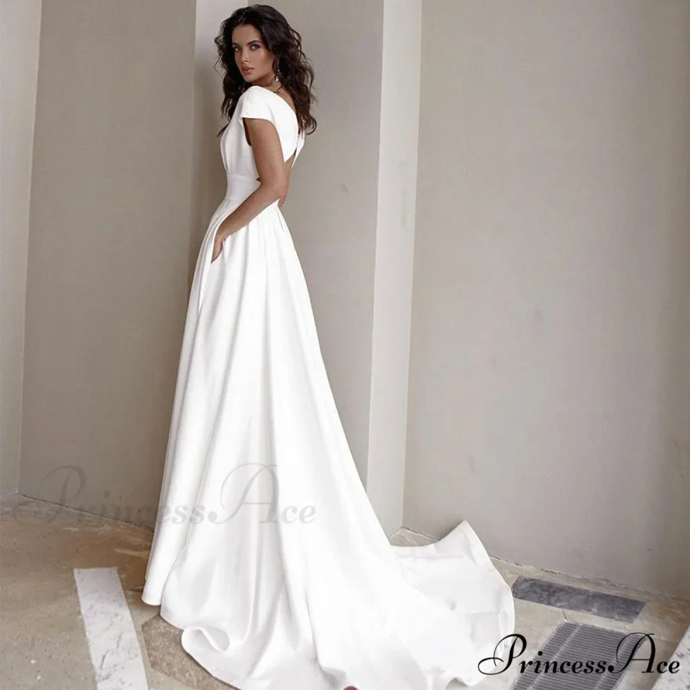 Graceful V-Neck Flared Wedding Gown - Image 2