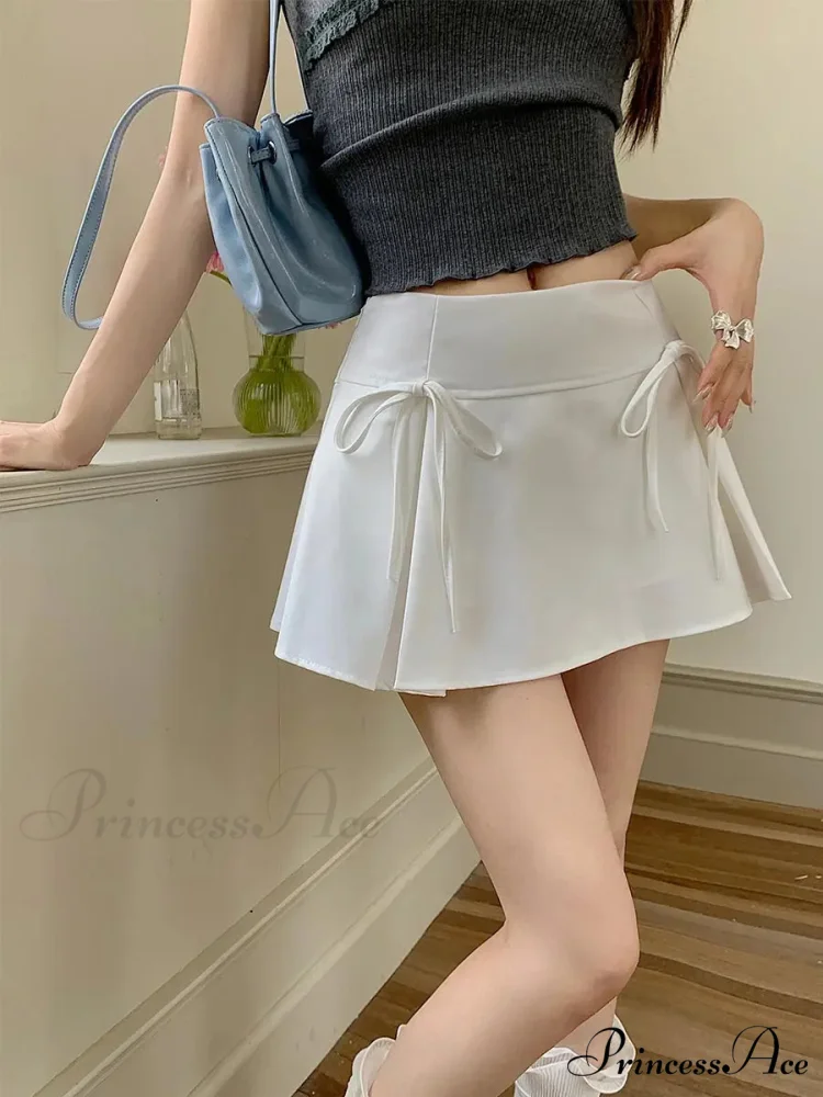 Gray Ribbon Folded Retro Skirt - Image 4