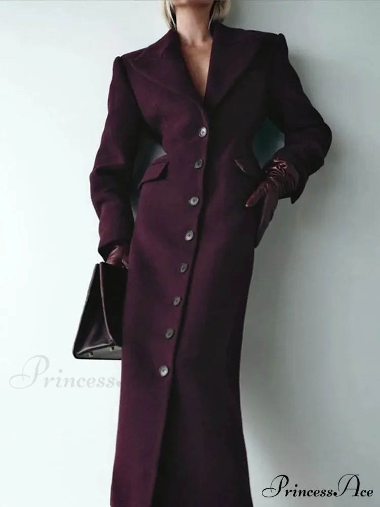 Gray Solitary Buttoned Wool Overcoat - Image 6