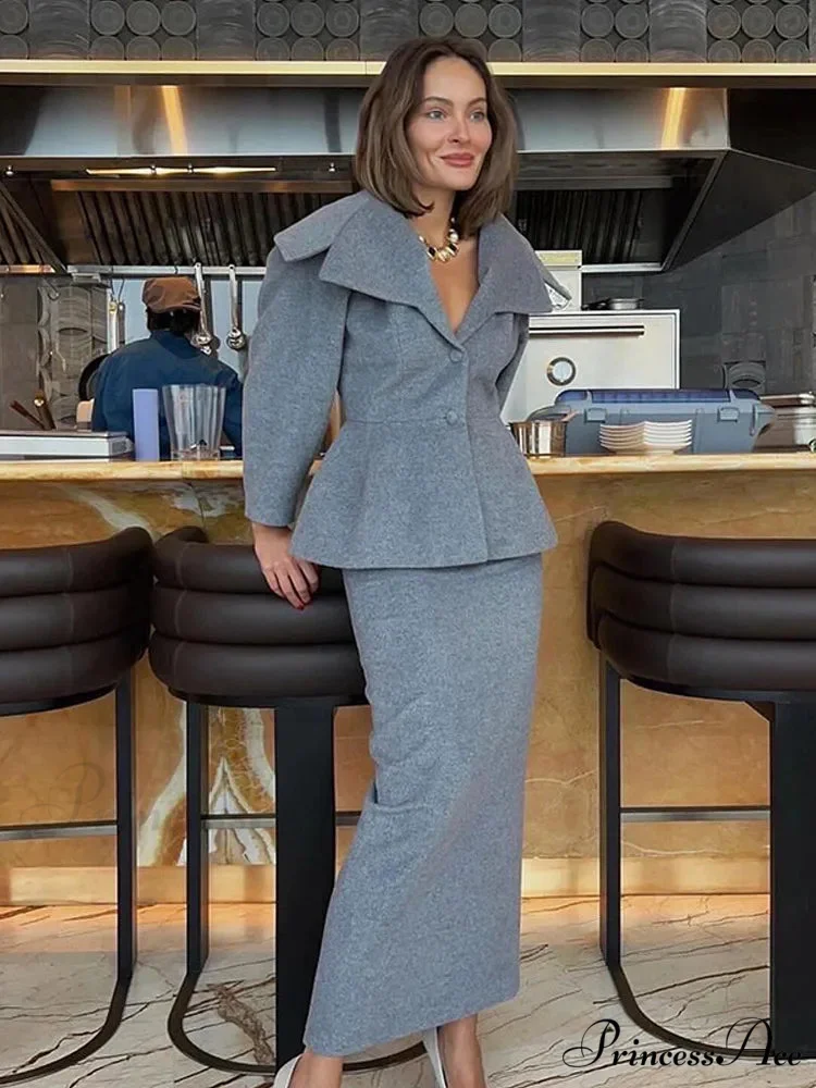 Gray Wool Blends Overcoat - Image 3