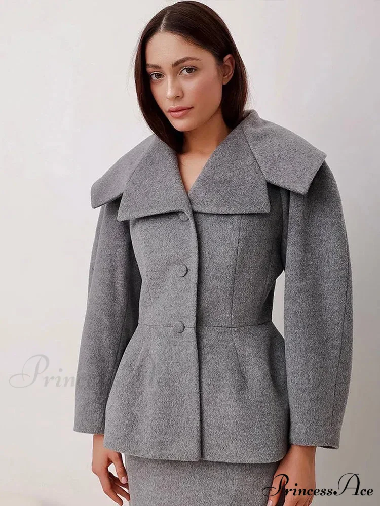 Gray Wool Blends Overcoat - Image 4