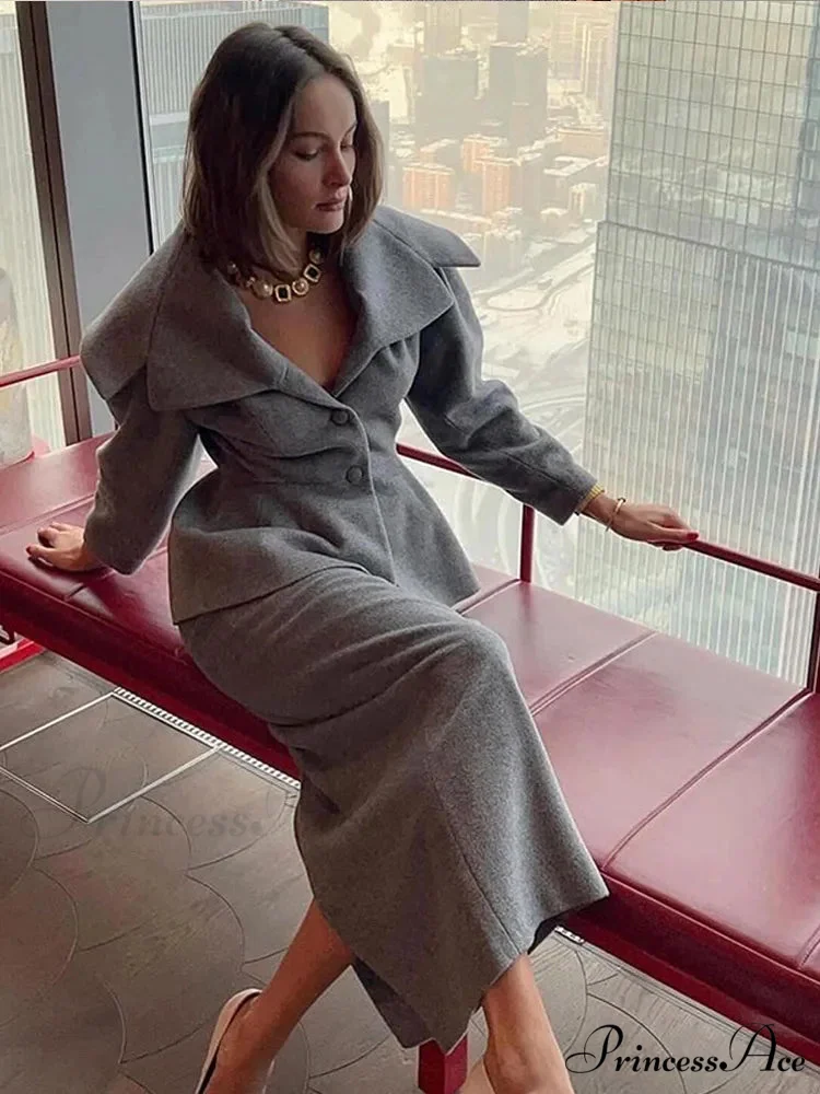 Gray Wool Blends Overcoat - Image 5