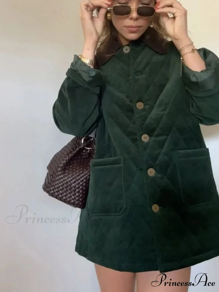 Green Patchwork Cotton Jacket - Image 2