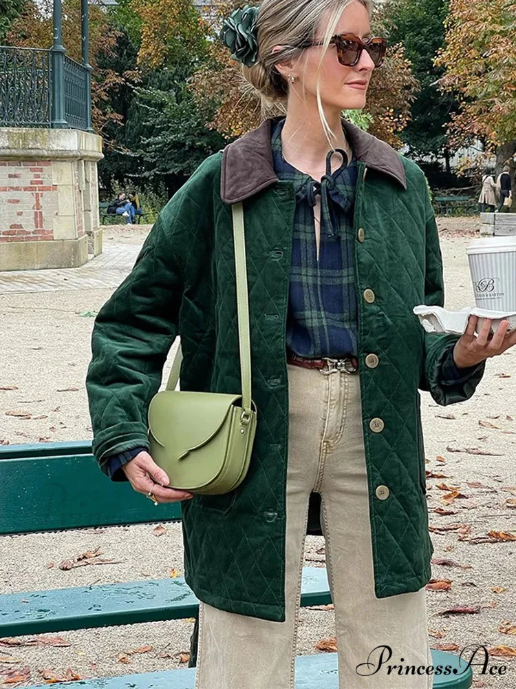 Green Patchwork Cotton Jacket - Image 4