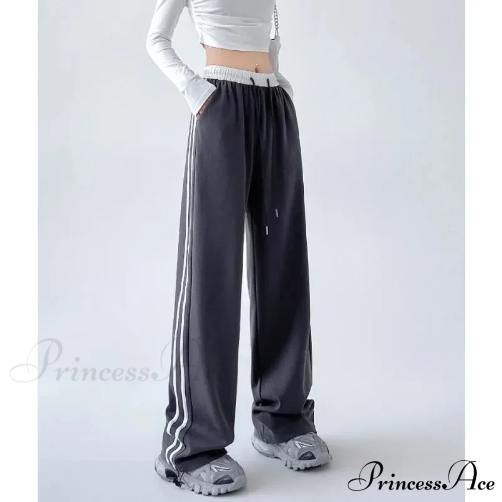 Grey Banded Informal Sweatpants Trousers - Image 2