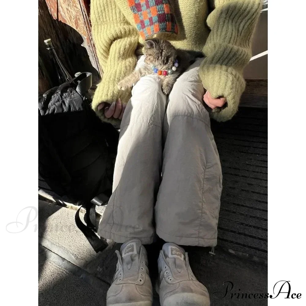Grey Brushed Winter Korean Stylish Trousers - Image 2