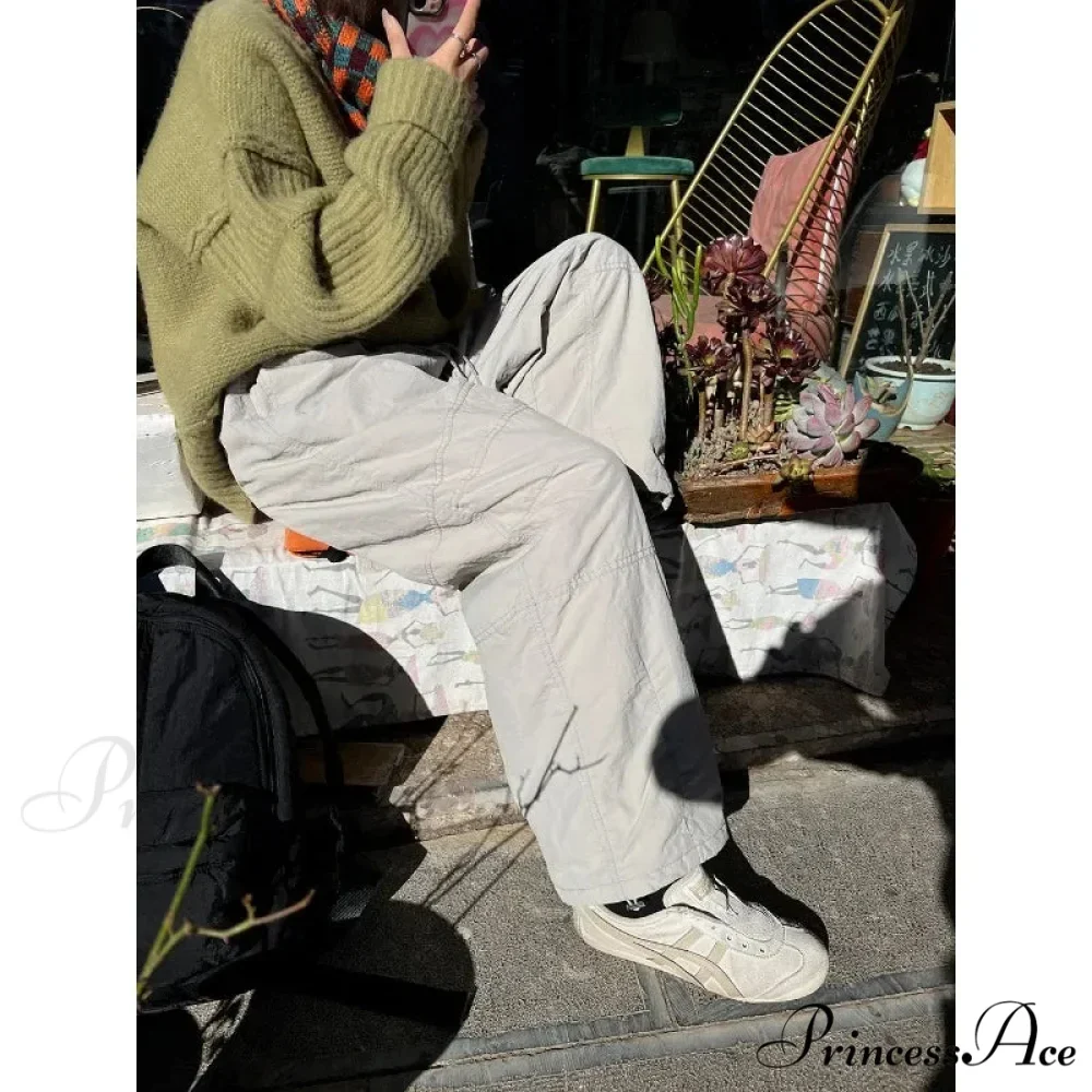 Grey Brushed Winter Korean Stylish Trousers - Image 3
