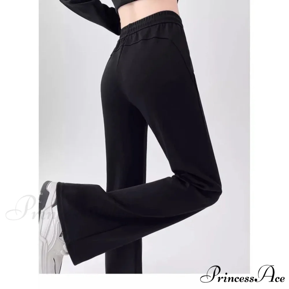Grey Elevated Waist Flared Sweatpants Trousers - Image 4