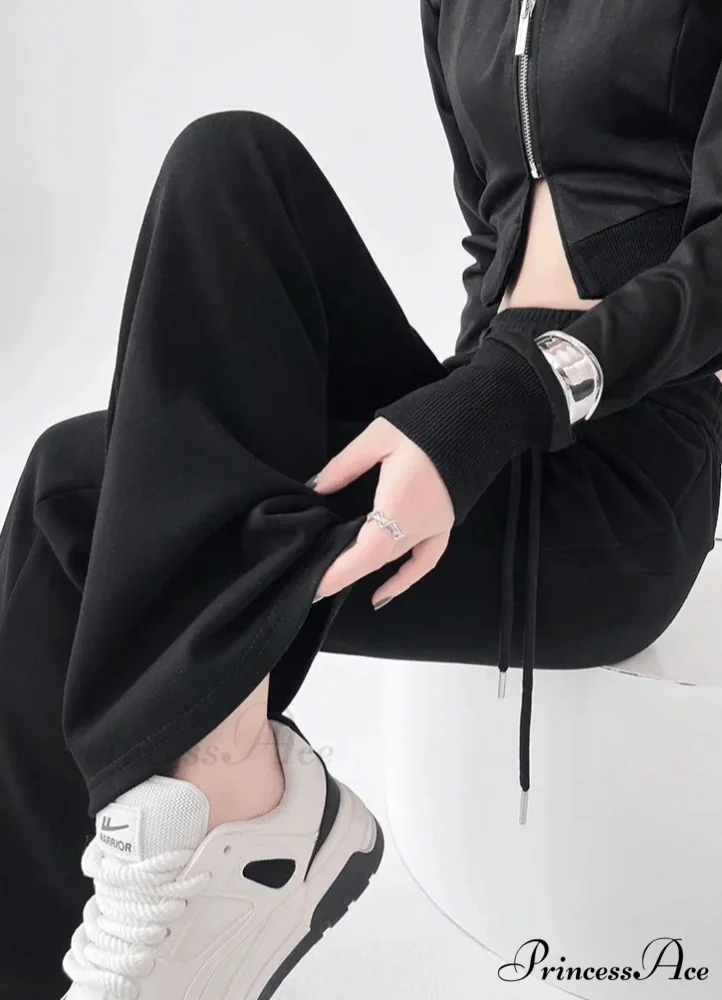 Grey Elevated Waist Flared Sweatpants Trousers - Image 7