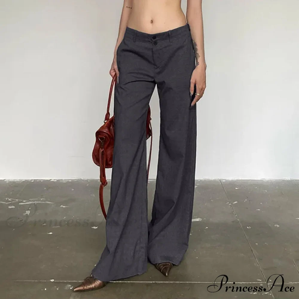 Grey Flared Palazzo Wide Leg Trousers - Image 3